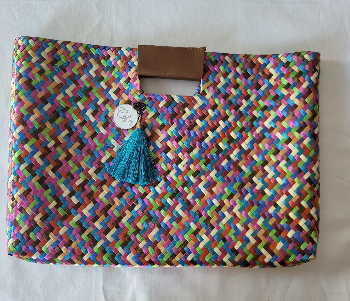 Multi Color Artisan Clutch - Blue Tassel