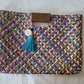Multi Color Artisan Clutch - Blue Tassel