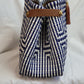 Lola Bucket Bag - Blue White with Tan Handle Double
