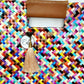 Multi Color Artisan Clutch - Cream Tassel