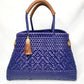 Lola Bucket Bag - Royal Blue Weave with Tan Handle