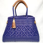 Lola Bucket Bag - Royal Blue Weave with Tan Handle