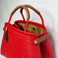 Lola Bucket Bag - Ruby Red with Tan Handle