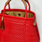 Lola Bucket Bag - Ruby Red with Tan Handle