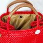 Lola Bucket Bag - Ruby Red with Tan Handle
