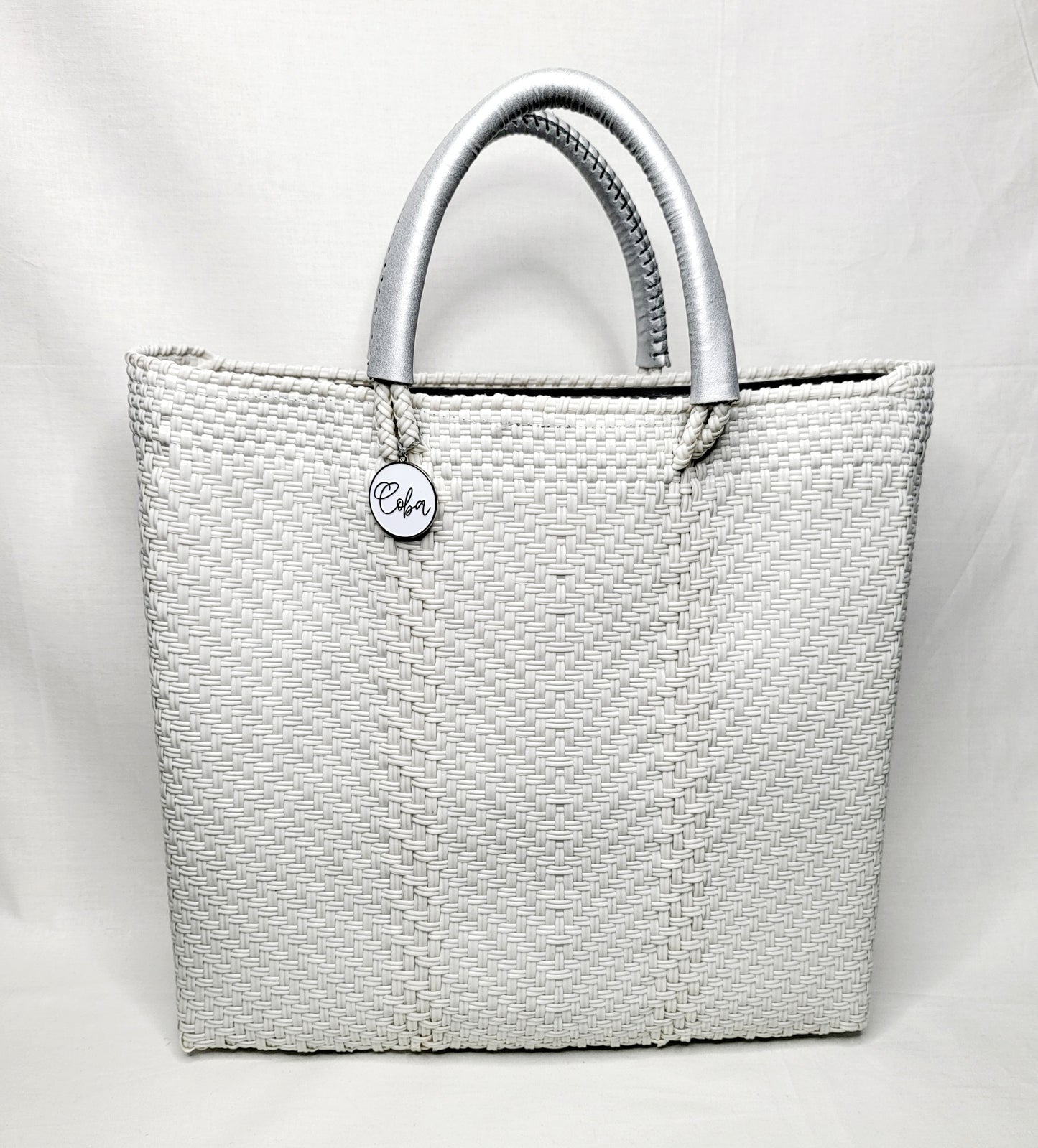 Lola Medium Bag - Silver & White