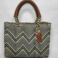 Lola Mini Bag - Black and Beige Chevron Zipper