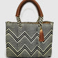 Lola Mini Bag - Black and Beige Chevron