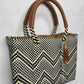 Lola Mini Bag - Black and Beige Chevron