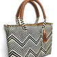 Lola Mini Bag - Black and Beige Chevron