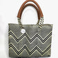 Lola Mini Bag - Black and Beige Chevron