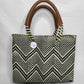 Lola Mini Bag - Black and Beige Chevron