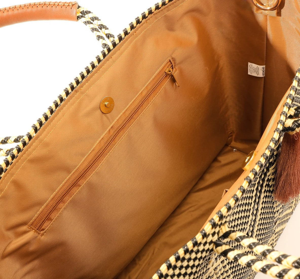 Lola Mini Bag - Black and Beige Chevron