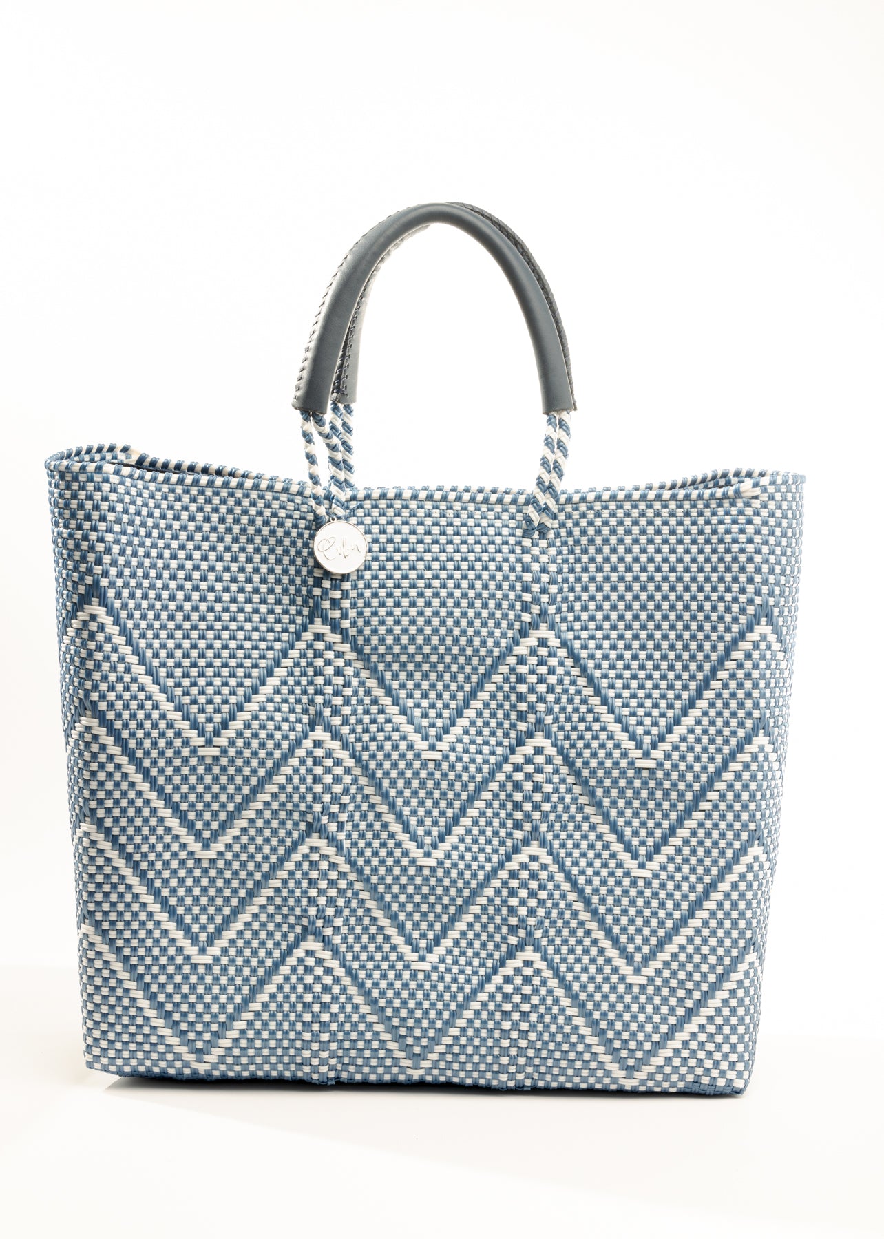 Lola Large Bag - Blue & White Chevron